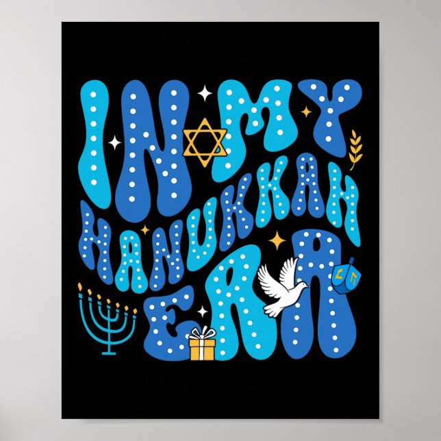 Póster En mi era Hanukkah Feliz Chanukah Pajamakah judío (Frente)
