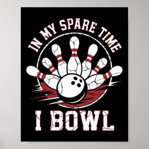 Póster En Mi Tiempo De Repuesto, Tazón De Vintage Bowling