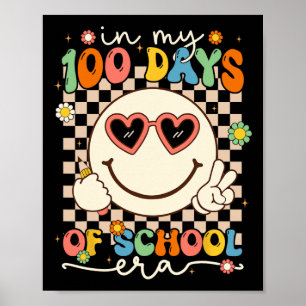 Póster En mis 100 días de escuela, sonrisa retro 100 días