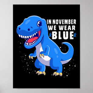 Póster En Noviembre Usamos Azul Conciencia de Diabetes de