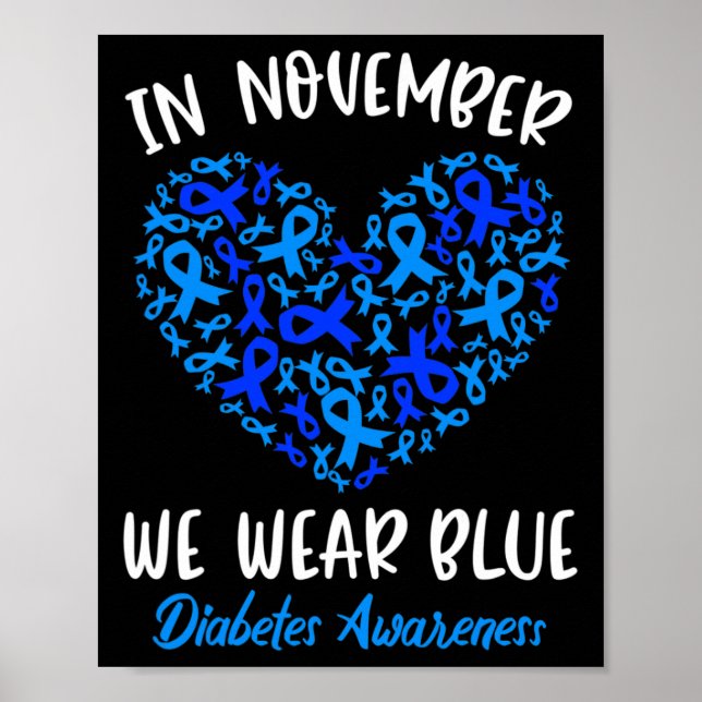 Póster En Noviembre, usamos Blue Cure Diabetes Awareness  (Frente)