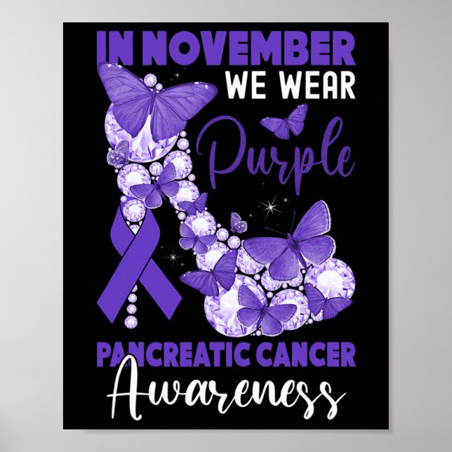 Póster En Noviembre Usamos Cáncer Pancreático Morado (Frente)