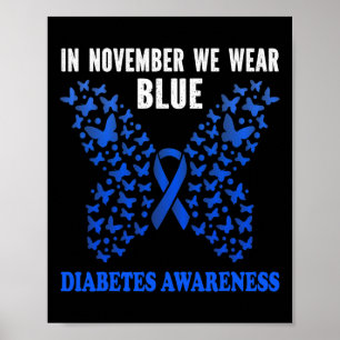 Póster En Noviembre Usamos Diabetes Azules Conciencia Azu