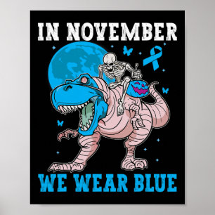 Póster En Noviembre Usamos Diabetes Azules Trex Dino Niño