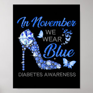Póster En Noviembre Usamos Diabetes De Alto Talón Azul