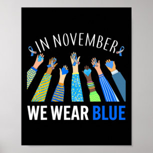 Póster En Noviembre Usamos Las Manos Azules Para Concienc