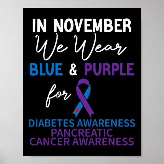 Póster En Noviembre Usamos Panorama De La Diabetes Azul Y (Frente)