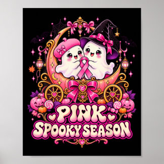 Póster En octubre usa bruja fantasma rosa cáncer de seno
