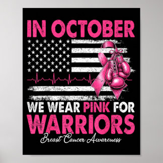 Póster En octubre usa rosa por cáncer de mama de guerrero