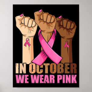 Póster En Octubre Usamos Awarene De Cáncer De Mama Rosa
