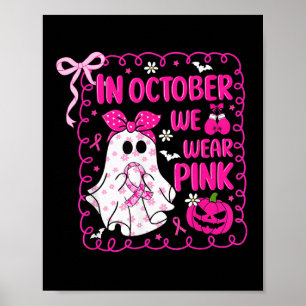Póster En Octubre Usamos Cáncer De Mama Bow Rosado