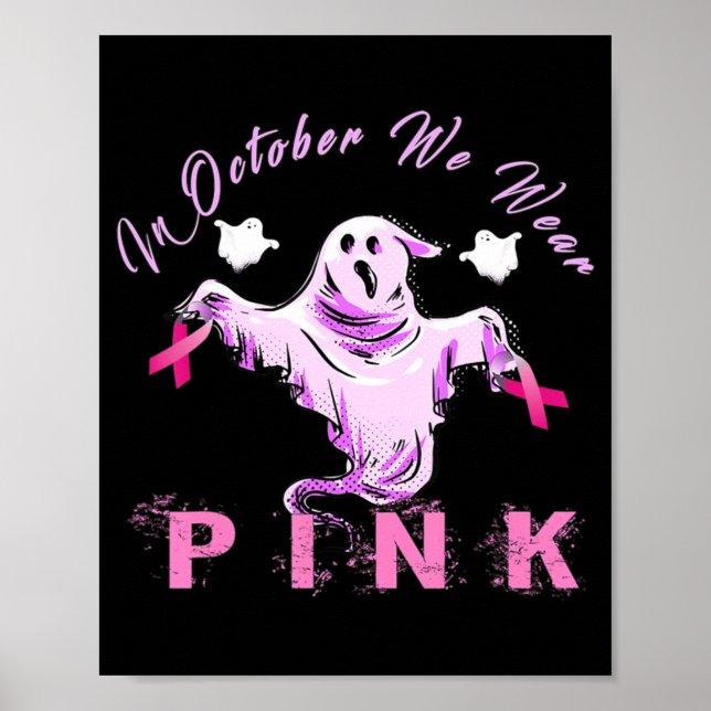 Póster En Octubre Usamos Cáncer De Mama De Cinta Rosa (Frente)