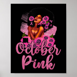 Póster En Octubre Usamos Cáncer De Mama De Mujer Negra Ro