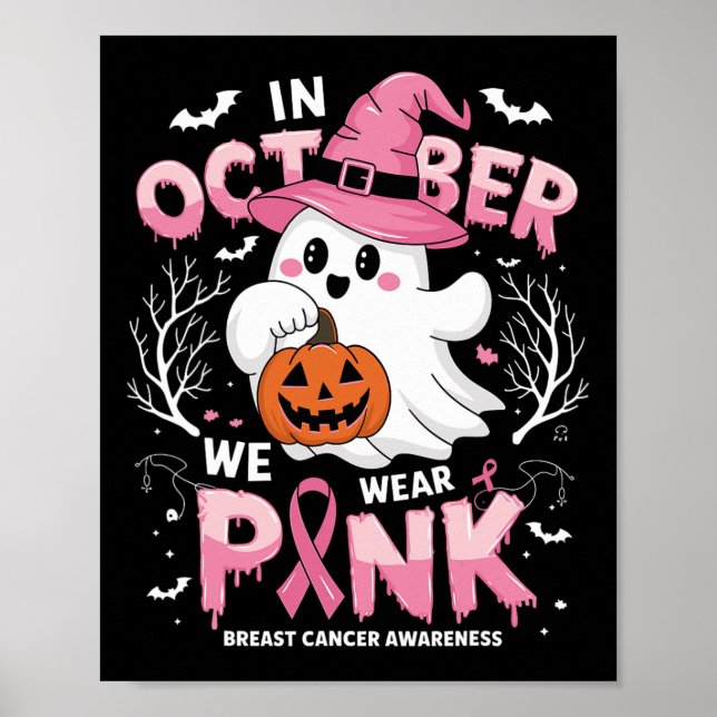 Póster En Octubre, Usamos Cáncer De Mama Ghost De Camisa  (Frente)