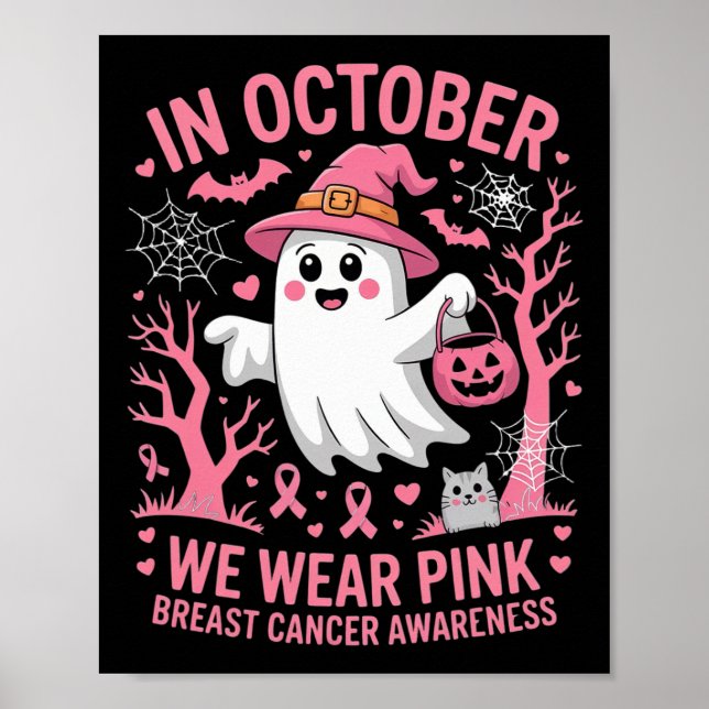 Póster En Octubre, Usamos Cáncer De Mama Ghost De Camisa  (Frente)