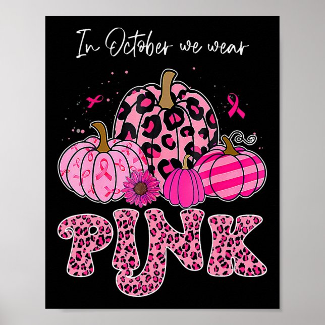 Póster En Octubre Usamos Cáncer De Mama Rosado (Frente)