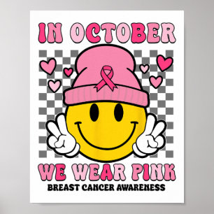 Póster En Octubre Usamos Cinta Rosa Fantasma Halloween Br