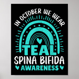 Póster En Octubre Usamos Conciencia Verde azulada De Spin