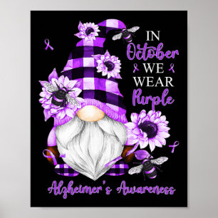Póster En Octubre Usamos Gnomes Púrpura Alzheimer Awarene