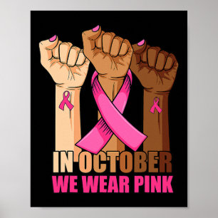 Póster En Octubre Usamos Mano Rosa Elevar El Cáncer De Ma