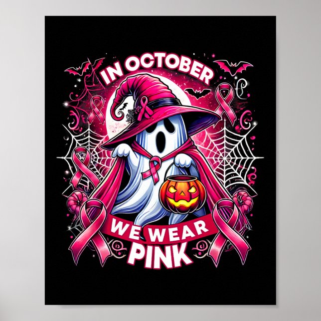 Póster En Octubre, Usamos Pechos De Calabaza De Bruja Ros (Frente)