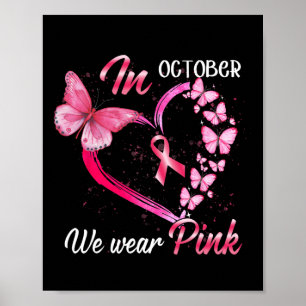 Póster En Octubre Usamos Pi De Mariposa De Cáncer De Mama