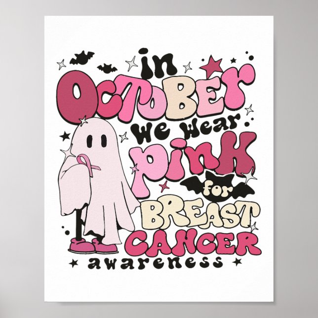 Póster En Octubre Usamos Rosa Para La Hallowee Del Cáncer (Frente)
