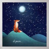 en paz ~ Encantador Fox Sitting Under a Luna