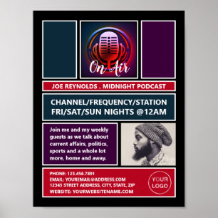 Póster En Podcaster Aéreo, Publicidad Retro Podcast