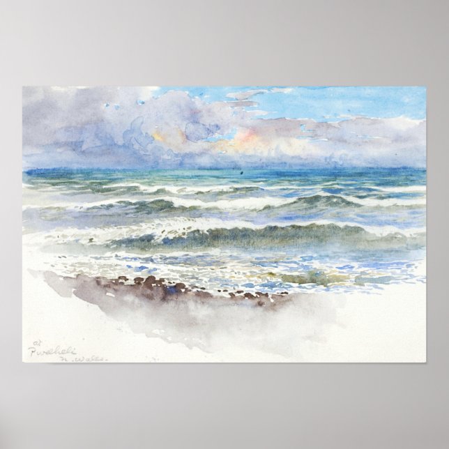 Póster En Pwllheli George Elbert Burr Watercolor Seascape (Frente)