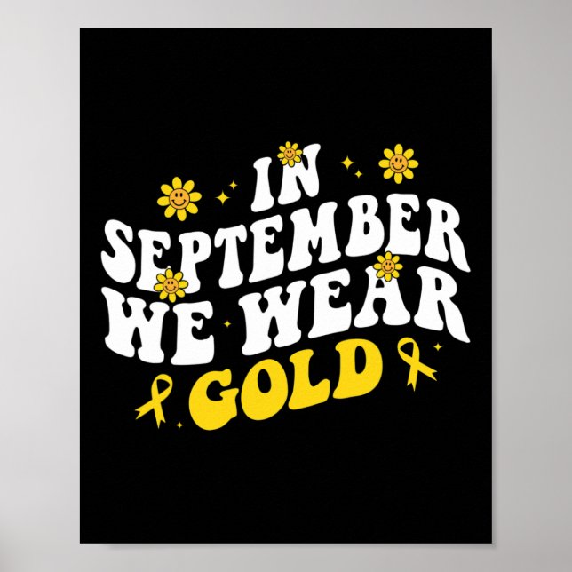 Póster En Septiembre Usamos Cáncer Infantil De Oro Groovy (Frente)