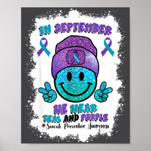Póster En Septiembre Usamos Cinta Morada Teal Prevención