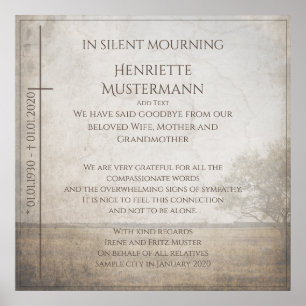 Póster En silencio de duelo - árbol en la cosecha de prad