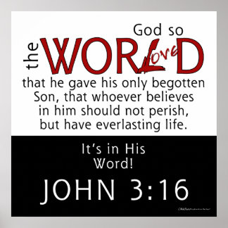 Póster En su escritura de Word-John 3:16