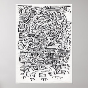 Póster En un Entre-lugar, dibujo a tinta china