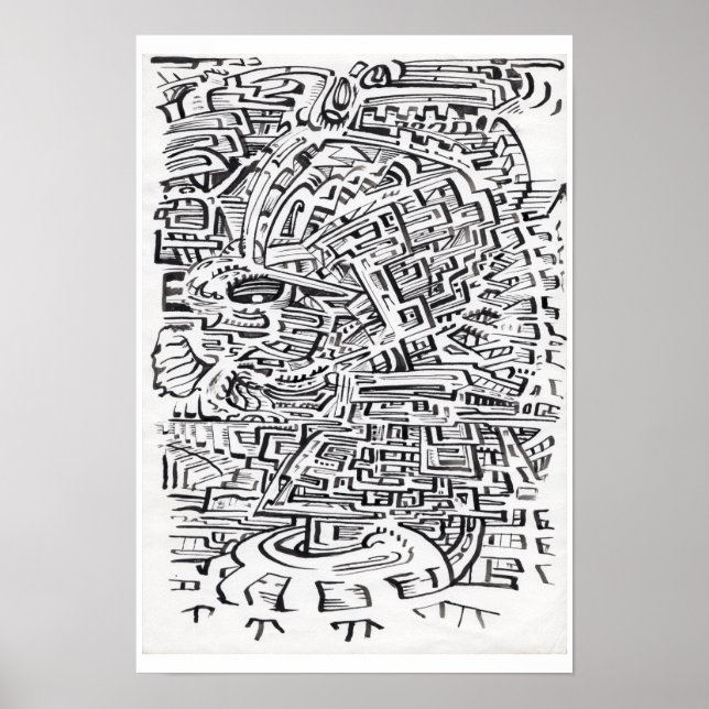 Póster En un lugar intermedio, dibujo de tinta india (Frente)