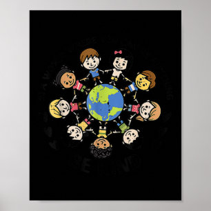 Póster En un mundo sé amable niños la Tierra la unidad co