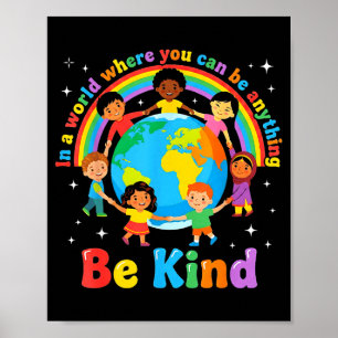 Póster En un mundo sé amable niños positivos eligen amabi