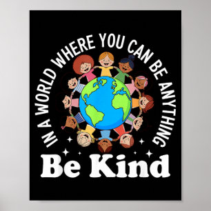 Póster En Un Mundo Sé Amable Niños Positivos Eligen Amabi