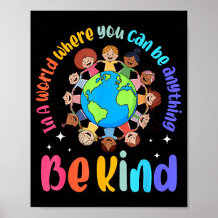 Póster En Un Mundo Sé Amable Niños Positivos Eligen Amabi