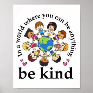 Póster En Un Mundo Sé Amable Niños Tierra Día Mundial De