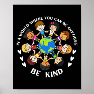 Póster En Un Mundo Sé Amable Niños Tierra Día Mundial De