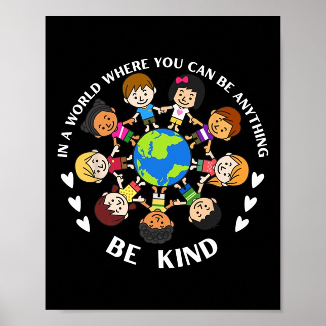 Póster En Un Mundo Sé Amable Niños Tierra Día Mundial De  (Frente)