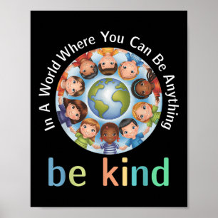 Póster En Un Mundo Sé Amable Niños Tierra Día Mundial De 