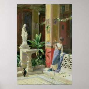 Póster En un patio en Pompeya, 1878