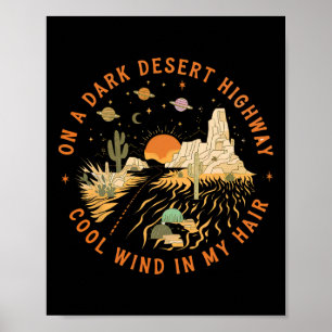 Póster En Una Carretera Del Desierto Oscuro Viaje Aventur