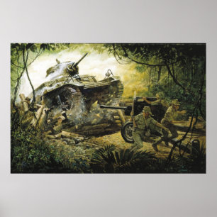 Póster En una cuadra de carretera en el camino a Bataan D