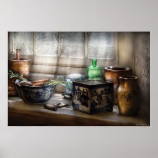 Póster En una ventana de la cocina