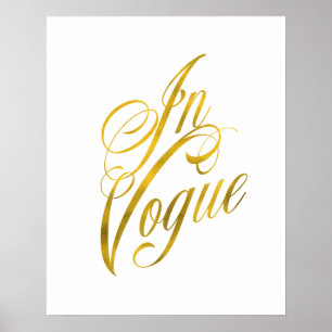 Póster En Vogue Cita Faux Relieve metalizado dorado Moda