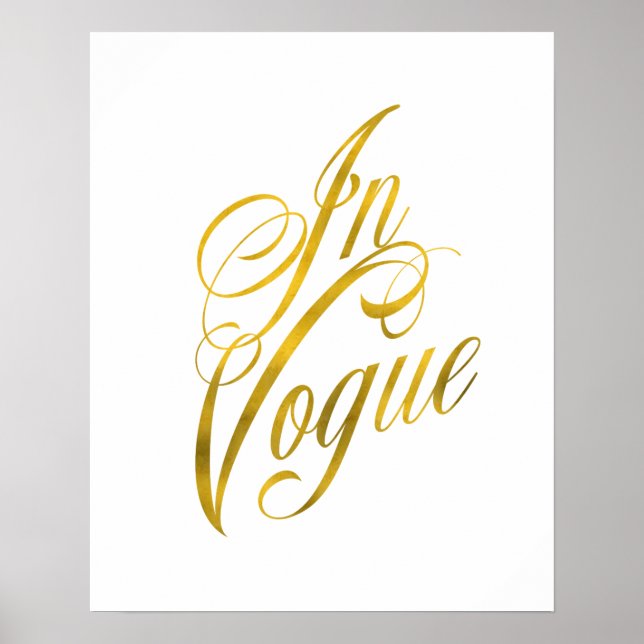 Póster En Vogue Cita Faux Relieve metalizado dorado Moda  (Frente)